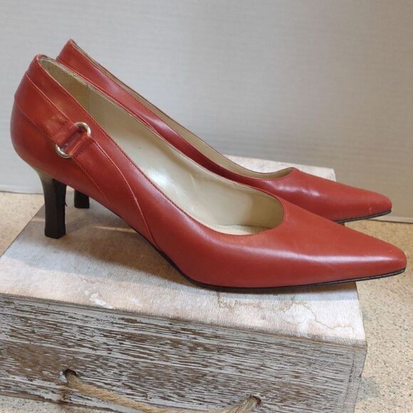 👍 Talbots Heels Coral Red Size 8.5. A10 - Picture 1 of 7